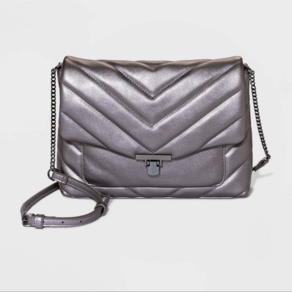 a new day Bags New In Plastic Gray Metallic A New Day Quilted